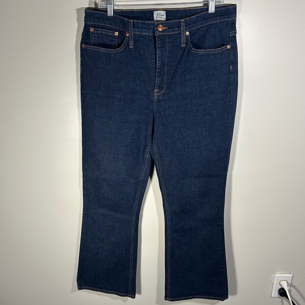J. Crew Billie Demi Boot Crop Jeans Blue Stretch Denim Plus Tall 32T (34x29)